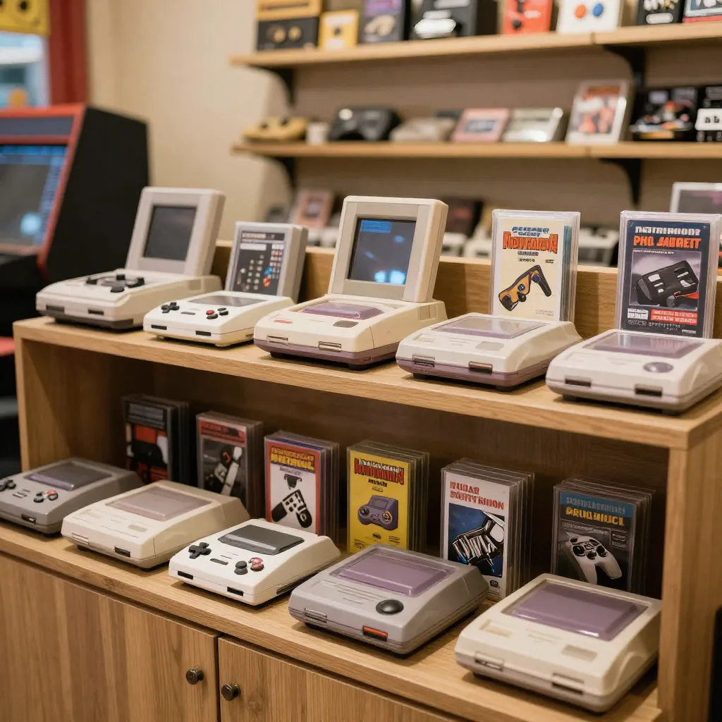 Retro gaming banner featuring classic consoles